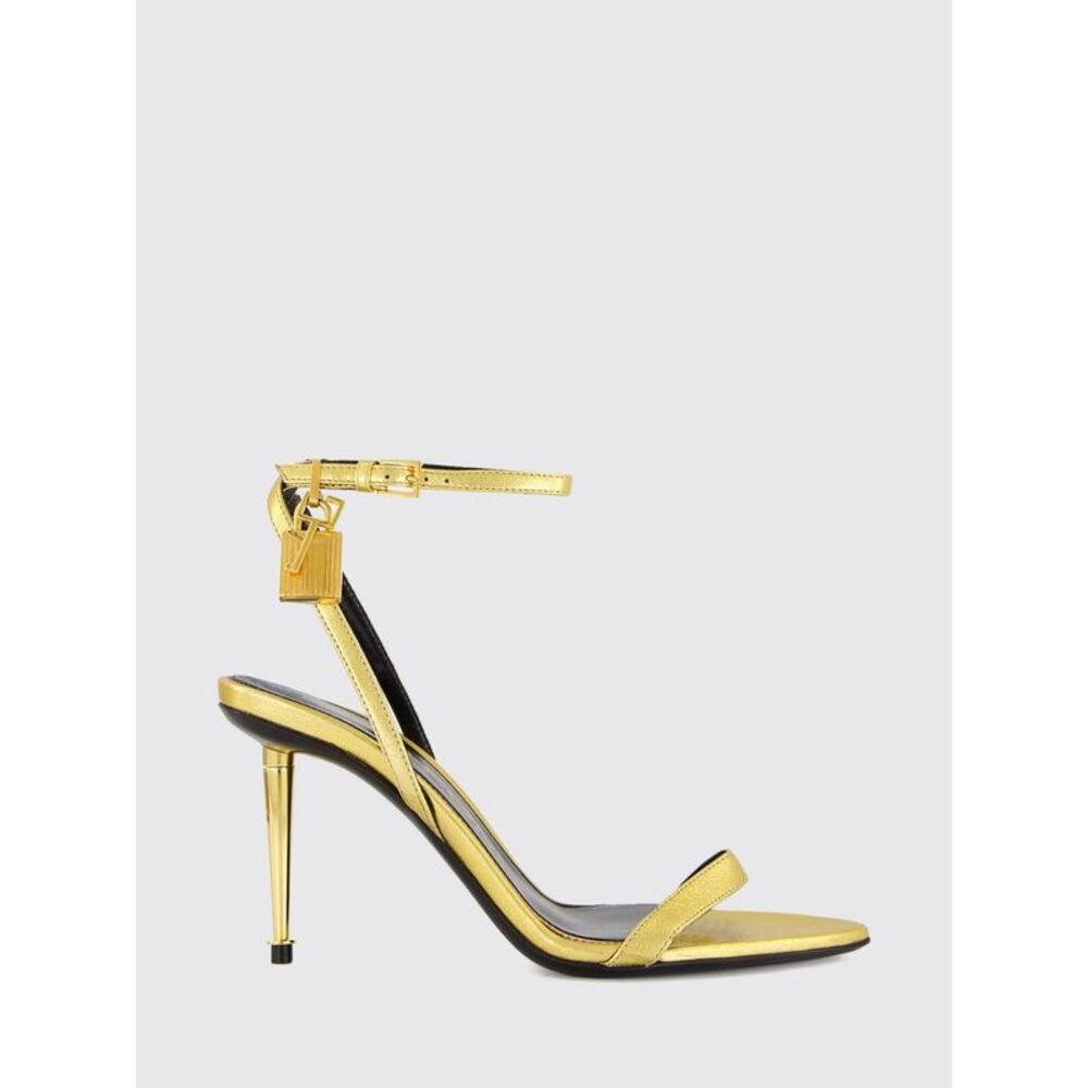 Tom Ford Women Padlock High-Heeled Sandals Tom Ford In Laminated Nappa Leather - Picture 1 of 4